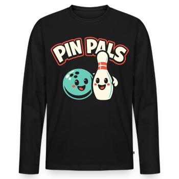 Pin Pals - Männer Premium Bio Langarmshirt - Schwarz - Vorne - Nico (187cm)