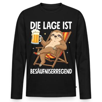 Die Lage Ist Besäufniserregend - Männer Premium Bio Langarmshirt - Schwarz - Vorne - Nico (187cm)