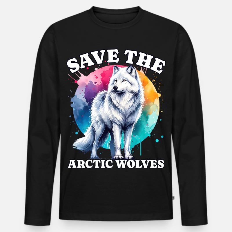 Polarwolf Save Arctic Wolf - Männer Premium Bio Langarmshirt - Schwarz