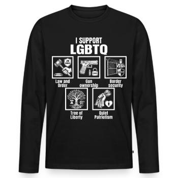 Je soutiens le jeu de mots LGBTQ Patriot Lifestyle - T-shirt manches longues Premium bio Homme - noir - Devant - Nico (187cm)