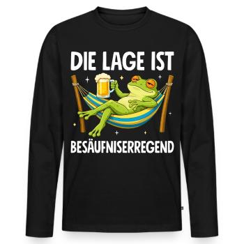 Die Lage Ist Besäufniserregend mit Frosch - Männer Premium Bio Langarmshirt - Schwarz - Vorne - Nico (187cm)
