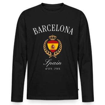 Couronne d’armoiries de Barcelone, Espagne – Souvenir de voyage - T-shirt manches longues Premium bio Homme - noir - Devant - Nico (187cm)