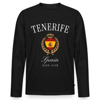 Couronne des armoiries Tenerife Espagne – Souvenir de voyage - T-shirt manches longues Premium bio Homme - noir - Devant - Nico (187cm)
