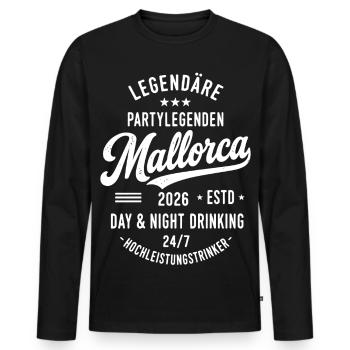 Malle 2026 Legendäre Partylegenden Mallorca 2026 - Männer Premium Bio Langarmshirt - Schwarz - Vorne - Nico (187cm)