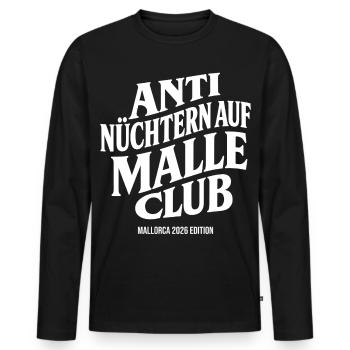 Malle 2026 Anti Nüchtern Auf Malle Club 2026 - Männer Premium Bio Langarmshirt - Schwarz - Vorne - Nico (187cm)