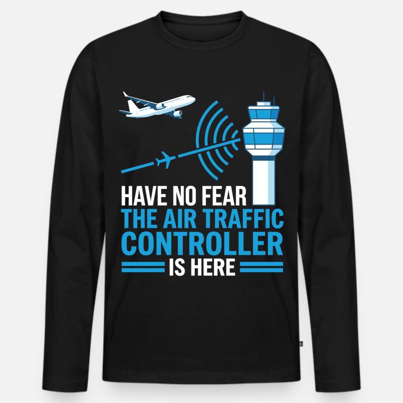 Air Traffic Controller Fluglotse Geschenk - Männer Premium Bio Langarmshirt - Schwarz