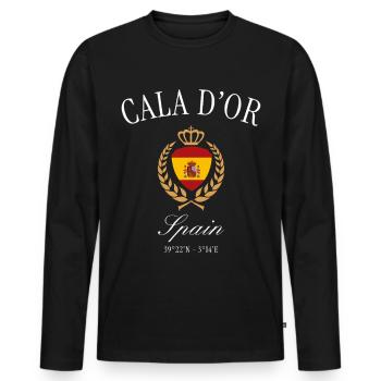 Armoiries de Cala d’Or Majorque, Espagne – Souvenir de voyage - T-shirt manches longues Premium bio Homme - noir - Devant - Nico (187cm)