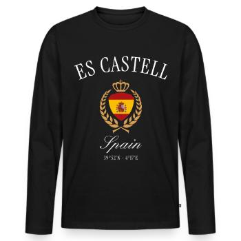 Es Castell Menorca Spain Coat of Arms – Travel Souvenir - Men's Premium Organic Long Sleeve Shirt - black - Front - Nico (187cm)