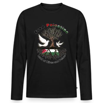 Free Palestine Olive Tree & Taube Friedensgrafik - Männer Premium Bio Langarmshirt - Schwarz - Vorne - Nico (187cm)