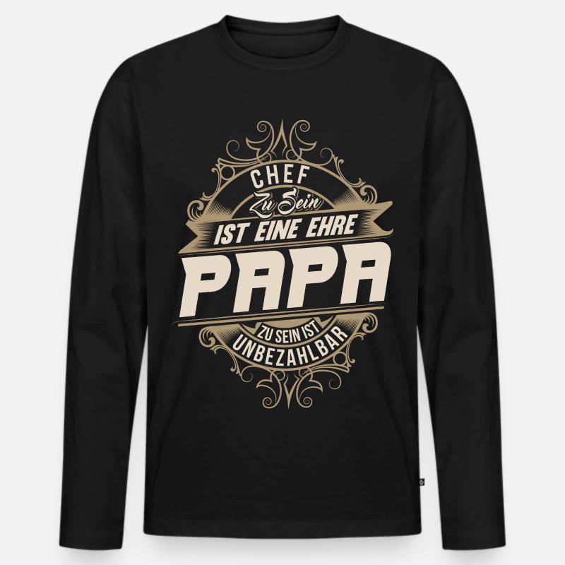 Chef Papa - Männer Premium Bio Langarmshirt - Schwarz