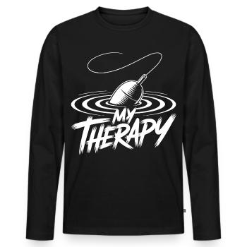 Fishing Therapy - Men's Premium Organic Long Sleeve Shirt - black - Front - Nico (187cm)