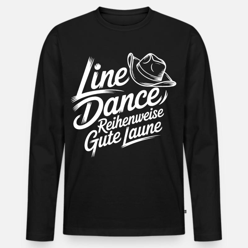 Line Dance Gute Laune - Männer Premium Bio Langarmshirt - Schwarz