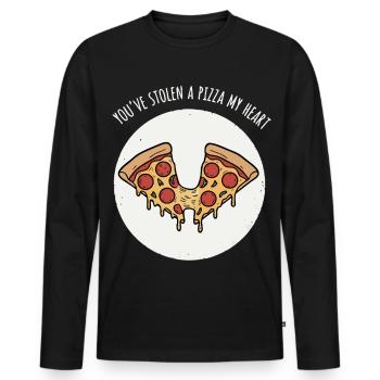 Pizza Heart - Men's Premium Organic Long Sleeve Shirt - black - Front - Nico (187cm)