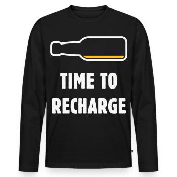 Time To Recharge (Bier / Bierchen / NEG 2C) - Männer Premium Bio Langarmshirt - Schwarz - Vorne - Nico (187cm)