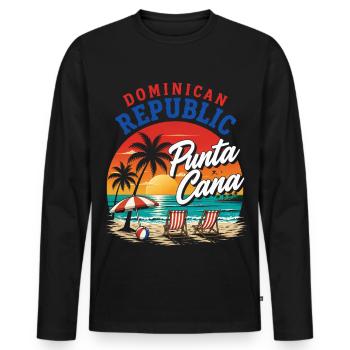 Punta Cana Sunset Beach Art - T-shirt manches longues Premium bio Homme - noir - Devant - Nico (187cm)