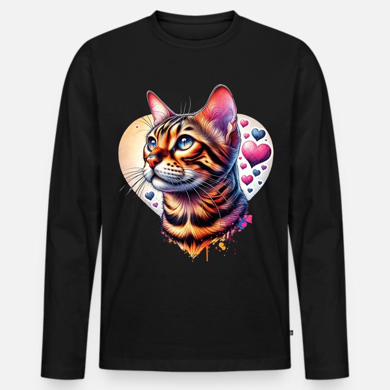 Bengalkatze - Männer Premium Bio Langarmshirt - Schwarz