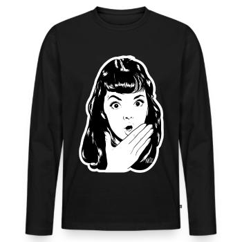 Portrait pop surpris - T-shirt manches longues Premium bio Homme - noir - Devant - Nico (187cm)
