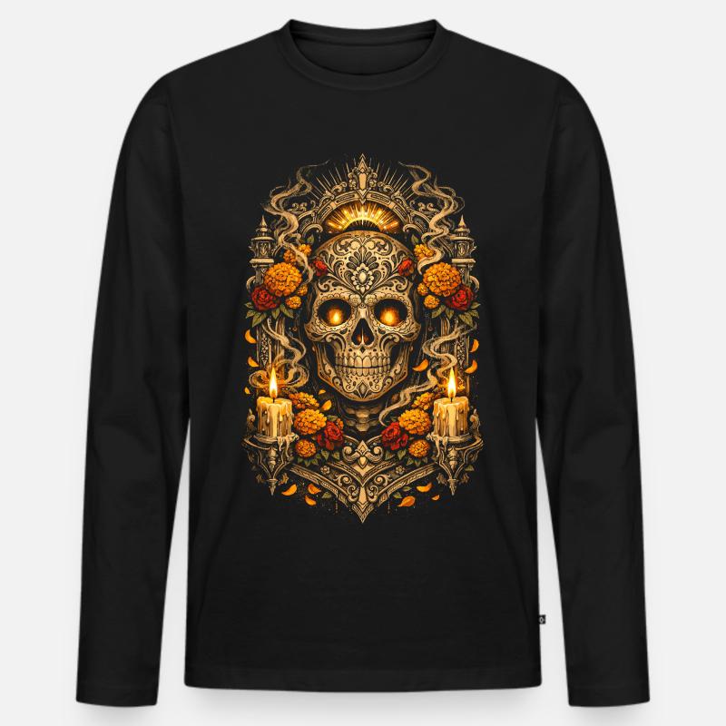 Dia De Los Muertos - Männer Premium Bio Langarmshirt - Schwarz