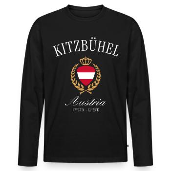 Kitzbühel Österreich Wappen Krone – Reise Souvenir - Männer Premium Bio Langarmshirt - Schwarz - Vorne - Nico (187cm)