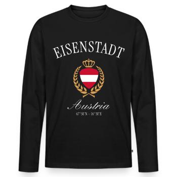 Eisenstadt Österreich Wappen Krone Reise Souvenir - Männer Premium Bio Langarmshirt - Schwarz - Vorne - Nico (187cm)