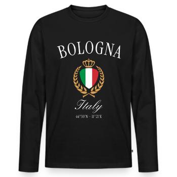 Bologna Italien Wappen Krone – Reise Souvenir - Männer Premium Bio Langarmshirt - Schwarz - Vorne - Nico (187cm)