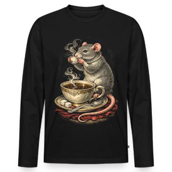Farbratte Fancy Rat Großmaus Hausratte - Männer Premium Bio Langarmshirt - Schwarz - Vorne - Nico (187cm)