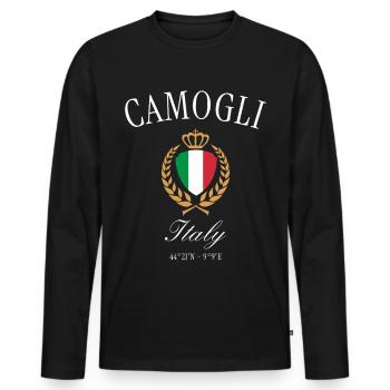 italien_luxury_lohrbeerkranz_-_italien_luxury_l - Männer Premium Bio Langarmshirt - Schwarz - Vorne - Nico (187cm)