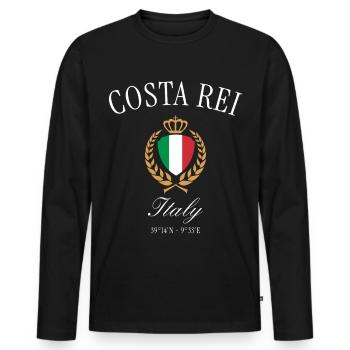 Costa Rei Italien Wappen Krone – Reise Souvenir - Männer Premium Bio Langarmshirt - Schwarz - Vorne - Nico (187cm)