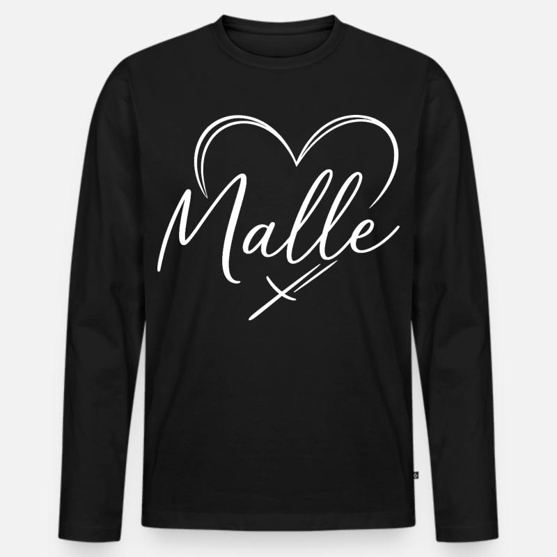 Malle Herz - Männer Premium Bio Langarmshirt - Schwarz