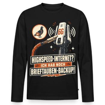 Brieftauben Backup Für Highspeed Internet. - Männer Premium Bio Langarmshirt - Schwarz - Vorne - Nico (187cm)