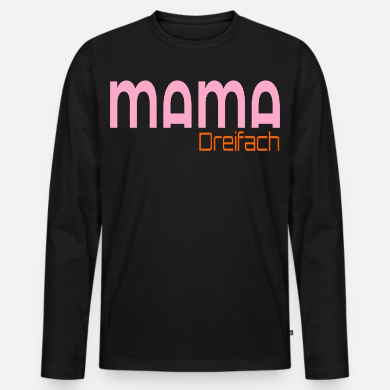 Dreifach Mama - Männer Premium Bio Langarmshirt - Schwarz