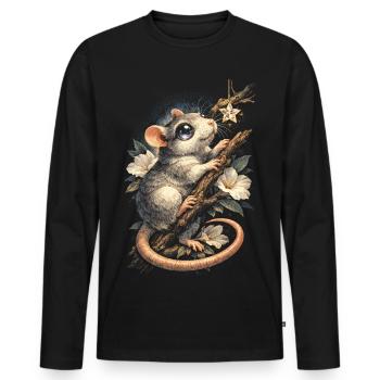 Farbratte Fancy Rat Großmaus Hausratte - Männer Premium Bio Langarmshirt - Schwarz - Vorne - Nico (187cm)