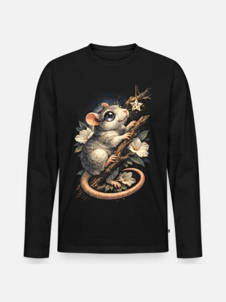 Farbratte Fancy Rat Großmaus Hausratte - Männer Premium Bio Langarmshirt - Schwarz