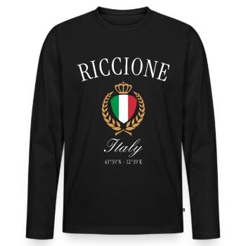 Riccione Italien Wappen Krone – Reise Souvenir - Männer Premium Bio Langarmshirt - Schwarz - Vorne - Nico (187cm)