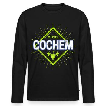 Cochem Mosel Retro Weintrauben Vintage Urlaub - Männer Premium Bio Langarmshirt - Schwarz - Vorne - Nico (187cm)