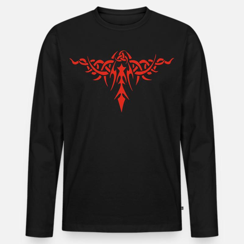 Dorniges Symbol (Rot) - Männer Premium Bio Langarmshirt - Schwarz