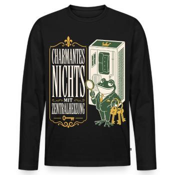 Charmantes Nichts mit Zentralheizung - Männer Premium Bio Langarmshirt - Schwarz - Vorne - Nico (187cm)
