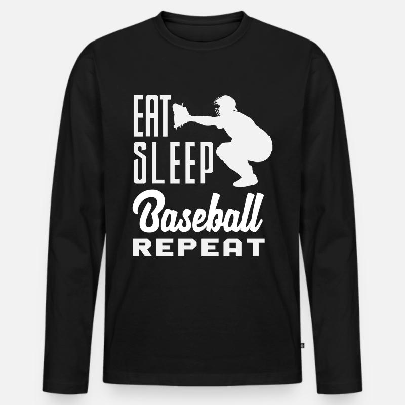 Eat Sleep Baseball Repeat Catcher - Männer Premium Bio Langarmshirt - Schwarz
