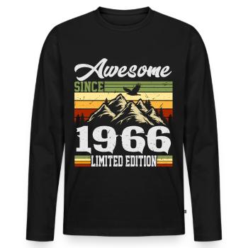 1966 Vintage Rétro Cadeau d’anniversaire - T-shirt manches longues Premium bio Homme - noir - Devant - Nico (187cm)