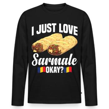  Romanian Sarmale Cuisine Dish Snack Serbian - Men's Premium Organic Long Sleeve Shirt - black - Front - Nico (187cm)