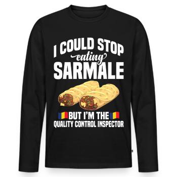  Sarmale Control Inspector Romanian Snack Dish - Men's Premium Organic Long Sleeve Shirt - black - Front - Nico (187cm)