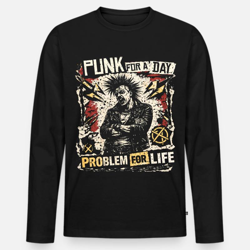 Punk For A Day - Männer Premium Bio Langarmshirt - Schwarz