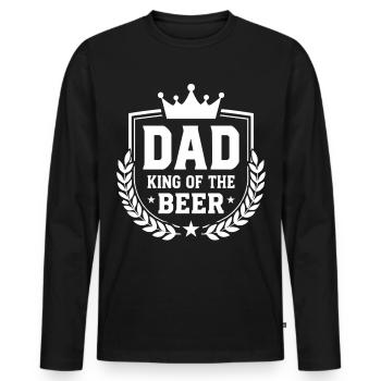 DAD KING OF THE BEER Wappen für Väter - Männer Premium Bio Langarmshirt - Schwarz - Vorne - Nico (187cm)