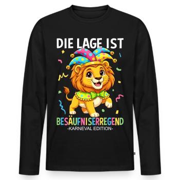 Die Lage Ist Besäufniserregend Karneval Löwe - Männer Premium Bio Langarmshirt - Schwarz - Vorne - Nico (187cm)