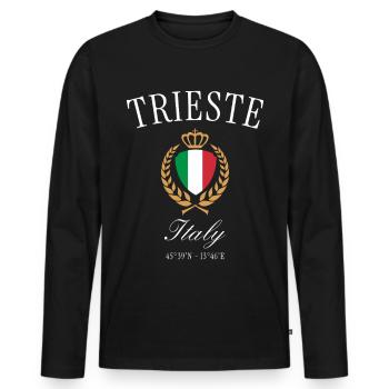 Triest Italien Wappen Krone – Reise Souvenir - Männer Premium Bio Langarmshirt - Schwarz - Vorne - Nico (187cm)