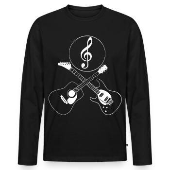 Guitares croisées et clé de sol - T-shirt manches longues Premium bio Homme - noir - Devant - Nico (187cm)