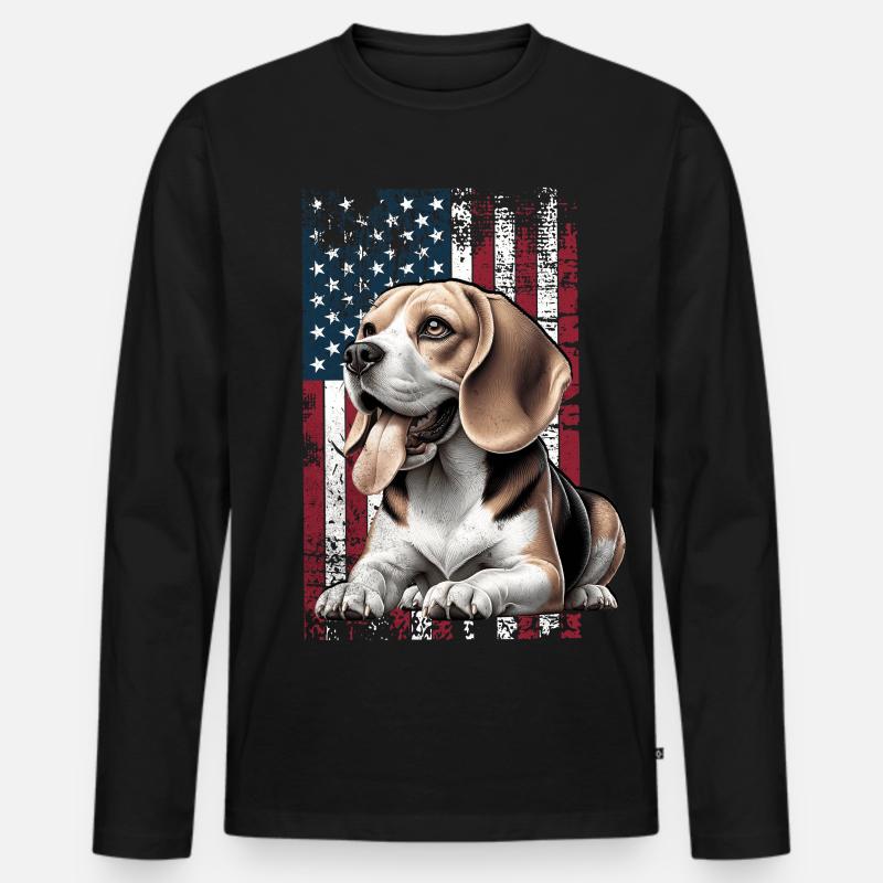 Beagle US Beagle - Männer Premium Bio Langarmshirt - Schwarz