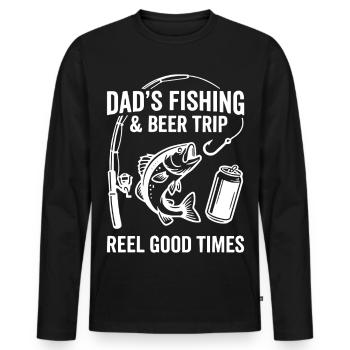 DADS FISHING AND BEER TRIP REEL GOOD TIMES - Men's Premium Organic Long Sleeve Shirt - black - Front - Nico (187cm)