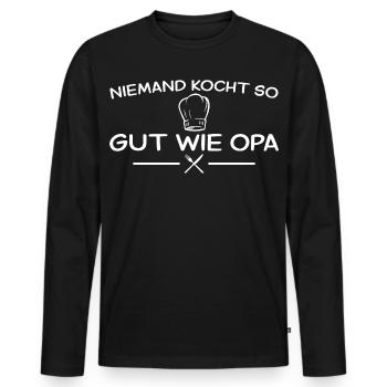 Niemand kocht so gut wie Opa – Vatertag - Männer Premium Bio Langarmshirt - Schwarz - Vorne - Nico (187cm)