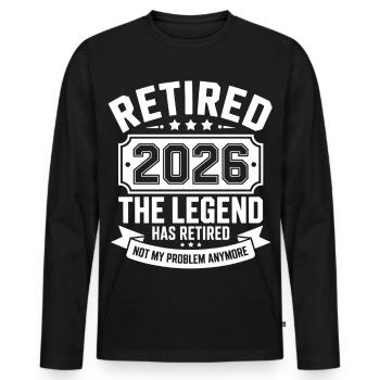 Retired 2026 Funny Retired Graphic Men Retirement - Men's Premium Organic Long Sleeve Shirt - black - Front - Nico (187cm)